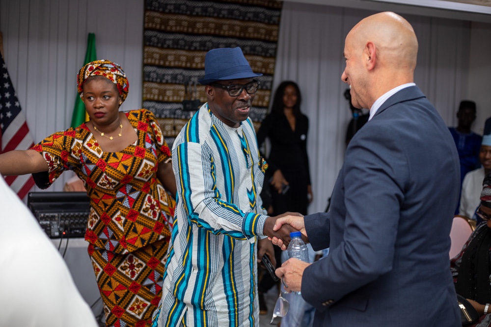 Timbuktu American University leaders welcoming a guest at the Bamako inauguration